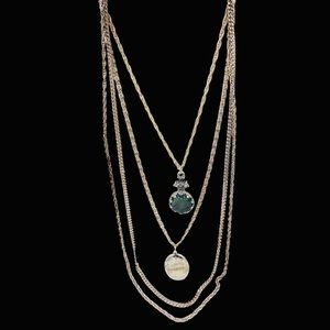 Vintage Goldette Glass Intaglio Locket Layered Necklace